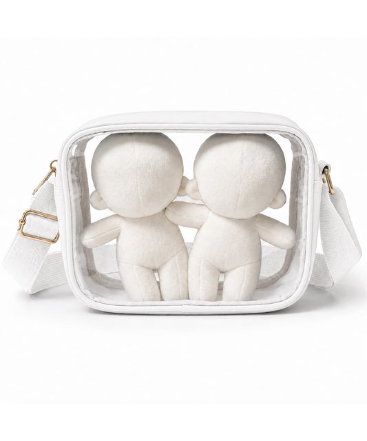 ぬいポーチ ぬいぐるみポーチ 推し活 クリアポーチ 2体収納 ショルダー付き PVC 透明バッグ 痛バッグ ぬい活 軽量 コンパクト 防水風 ライブ イベント ビーチ プール 旅行 お出かけ用 23×15×6cm