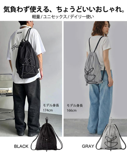 ナップサック おしゃれ 大人 18L 軽量 撥水 ドローストリング デザイン A4対応 タウンユース 通勤 通学 スポーツ レディース ユニセックス 5カラー