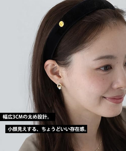 カチューシャ 痛くない ヘアバンド ベロア 太め レディース 無地 韓国風 パール 可愛い 大人 ヘアアレンジ ギフト ブラック