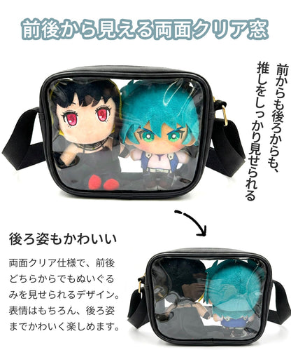 ぬいポーチ ぬいぐるみポーチ 推し活 クリアポーチ 2体収納 ショルダー付き PVC 透明バッグ 痛バッグ ぬい活 軽量 コンパクト 防水風 ライブ イベント ビーチ プール 旅行 お出かけ用 23×15×6cm