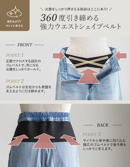 [低身長/大きいサイズ有]ウエストシェイプ内蔵 新型バレルレッグカーブデニム