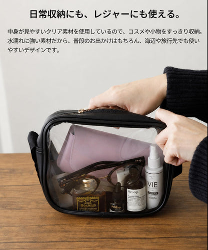 ぬいポーチ ぬいぐるみポーチ 推し活 クリアポーチ 2体収納 ショルダー付き PVC 透明バッグ 痛バッグ ぬい活 軽量 コンパクト 防水風 ライブ イベント ビーチ プール 旅行 お出かけ用 23×15×6cm