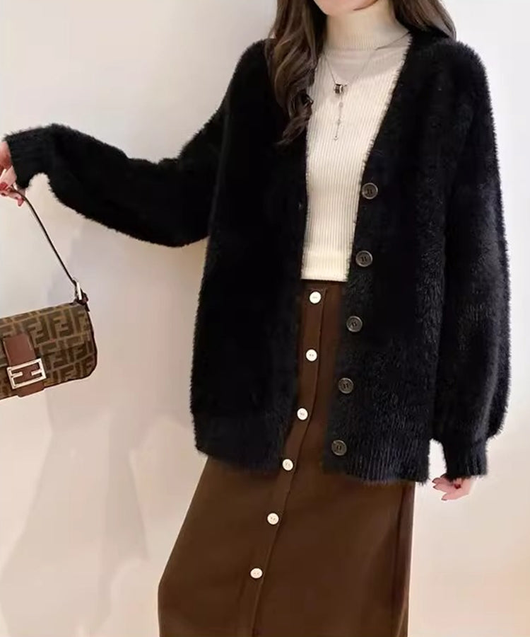 シャギーニット ロングカーディガン