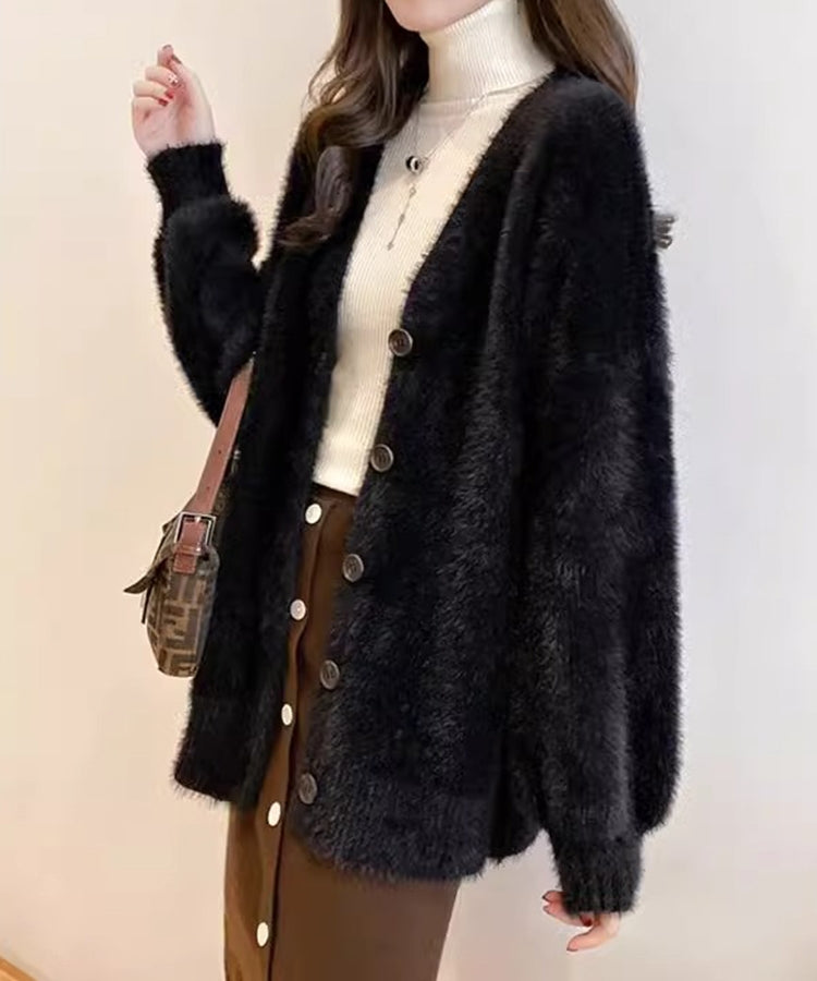 シャギーニット ロングカーディガン