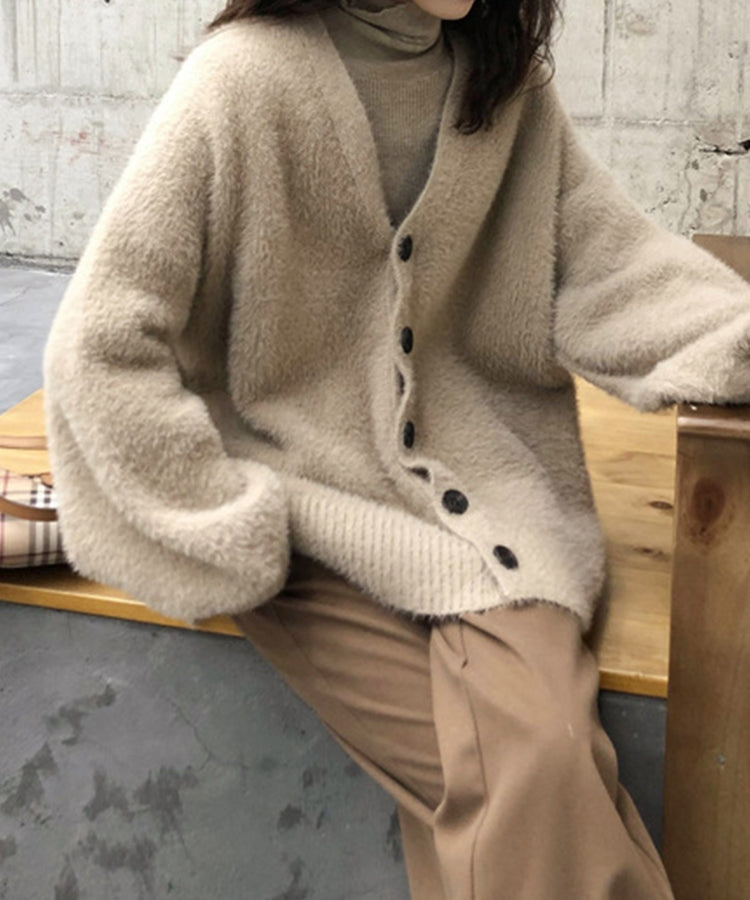 シャギーニット ロングカーディガン