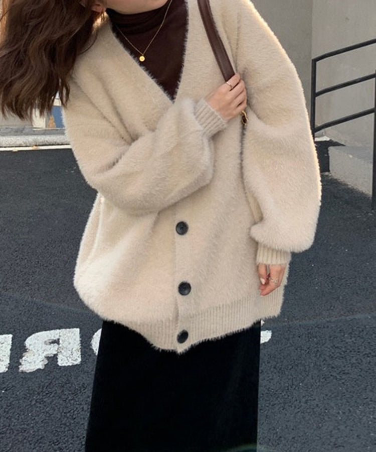 シャギーニット ロングカーディガン