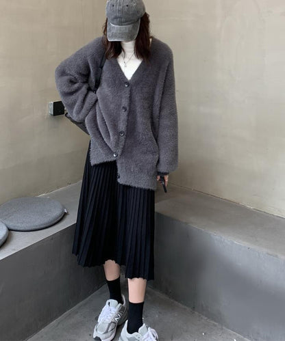 シャギーニット ロングカーディガン