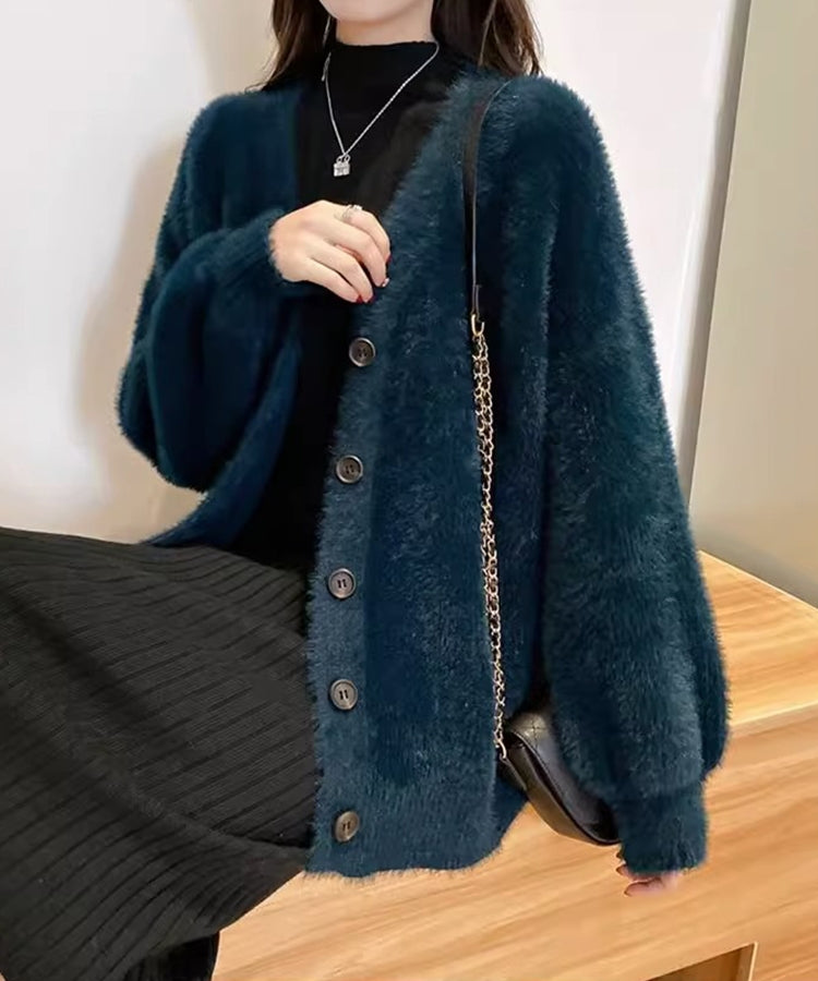 シャギーニット ロングカーディガン