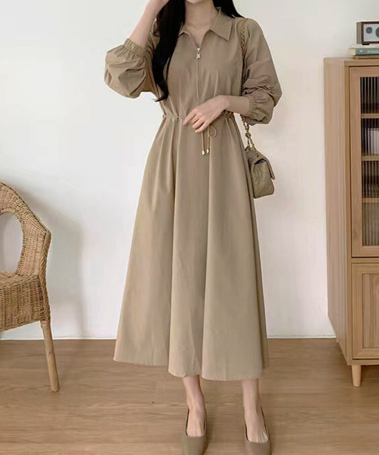 ウエストマークロングシャツワンピース