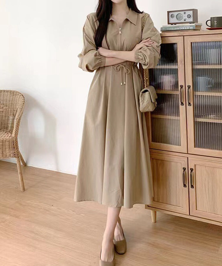 ウエストマークロングシャツワンピース