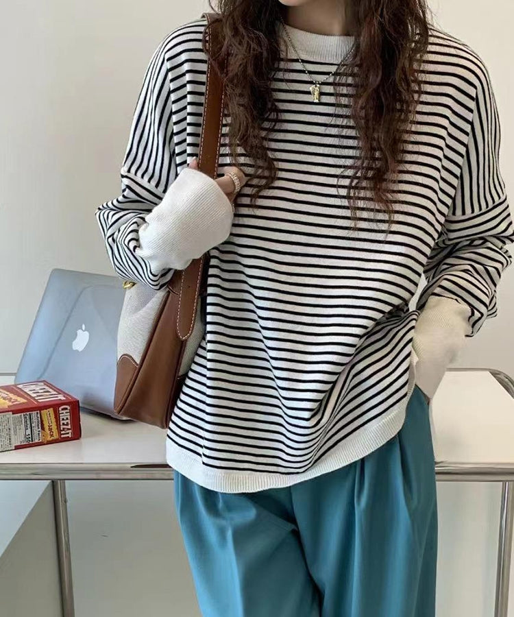 ボーダーリブロングスリーブTシャツ