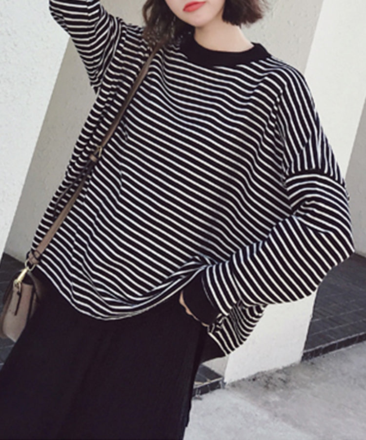 ボーダーリブロングスリーブTシャツ