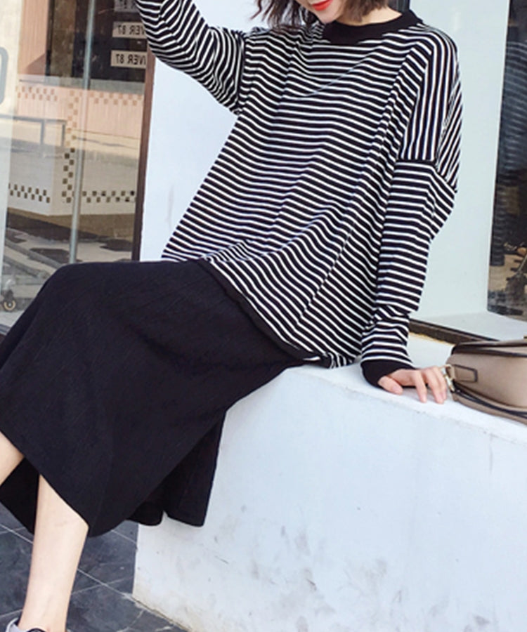 ボーダーリブロングスリーブTシャツ