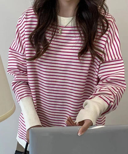 ボーダーリブロングスリーブTシャツ