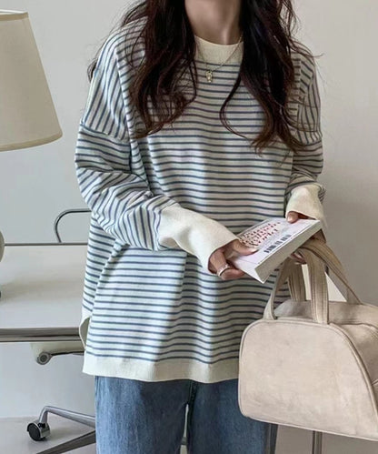 ボーダーリブロングスリーブTシャツ