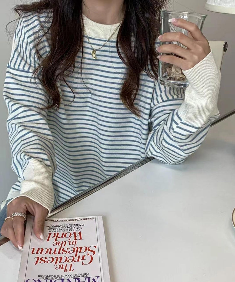 ボーダーリブロングスリーブTシャツ