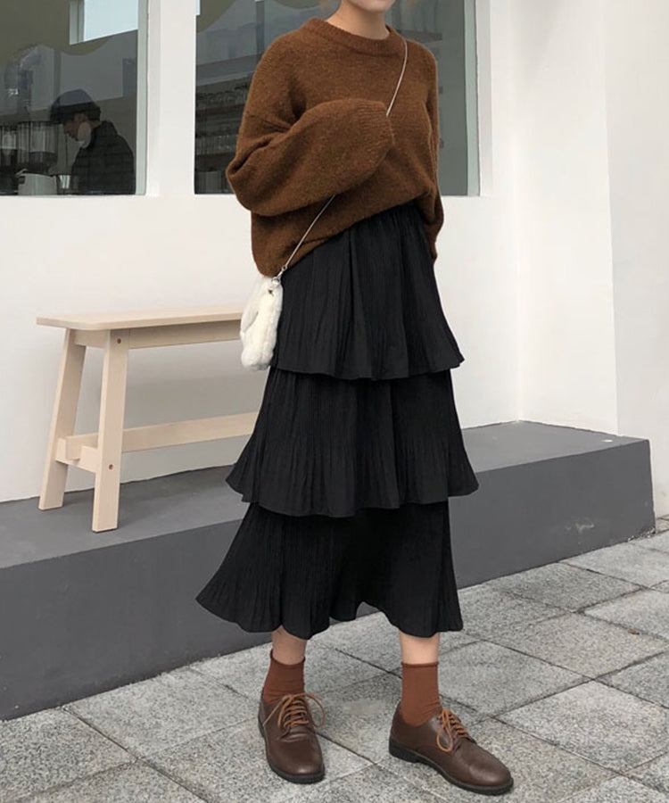 シアーチュールフレアロングスカート